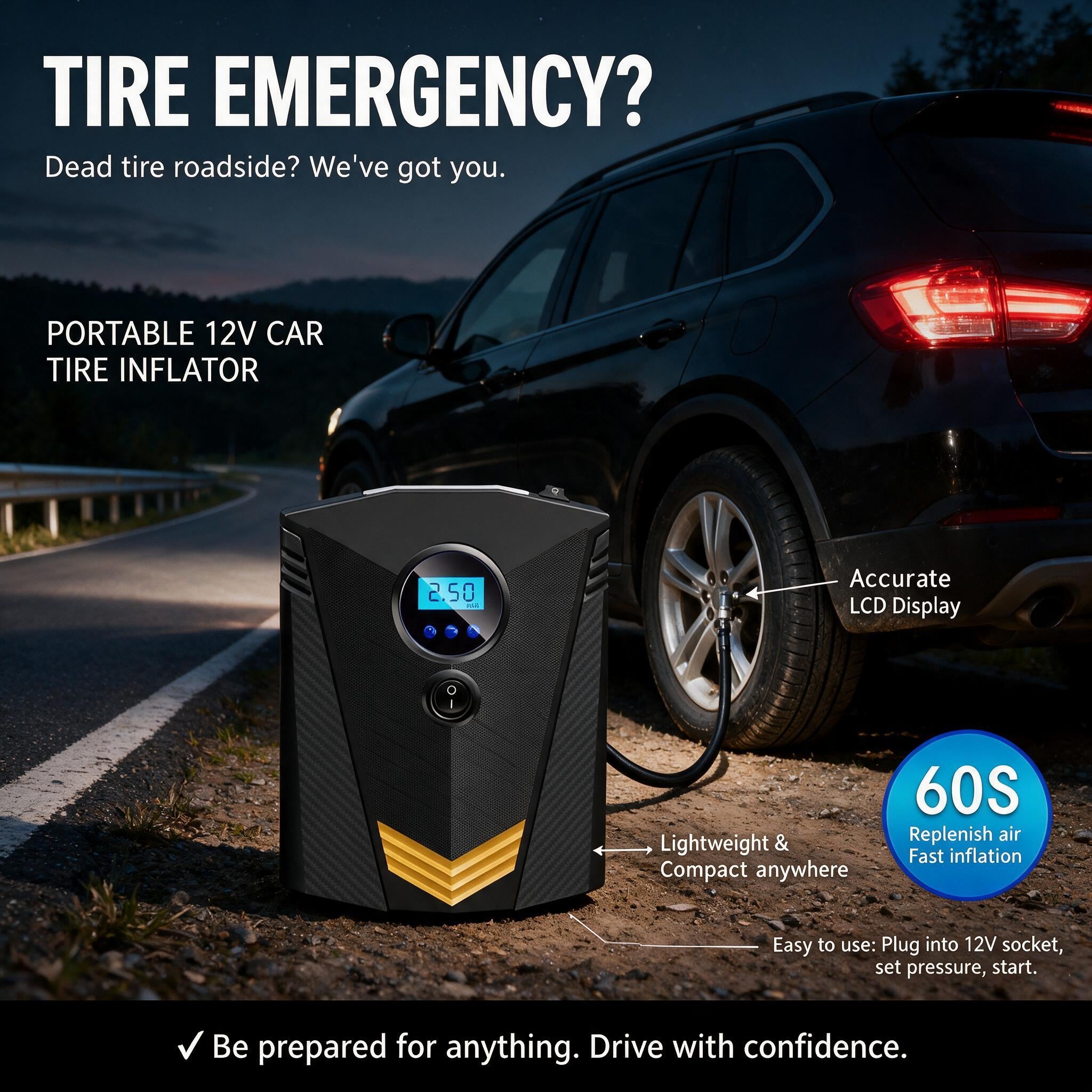 Portable Car tire pump.